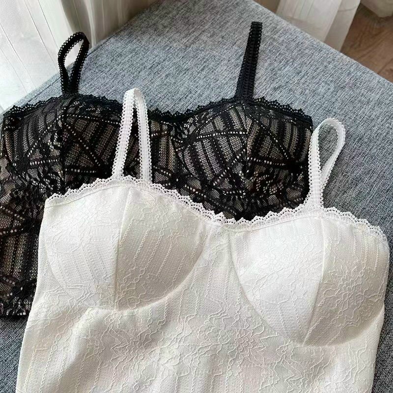 Áo Bra Nữ Thiết Kế Ren Mềm Gợi Cảm Có Chun Lưng Màu Đen - Dưới 65kg