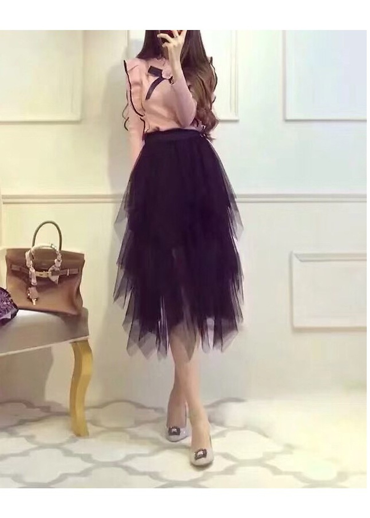 Chân váy nhiều tầng tua nhọn cá tính