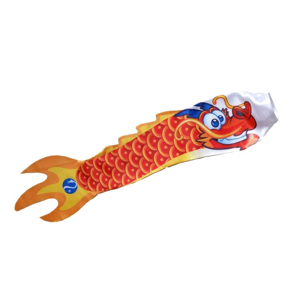 2x Chinese Dragon Flag Windsock Carp Streamer Garden Hanging Decor Red Black