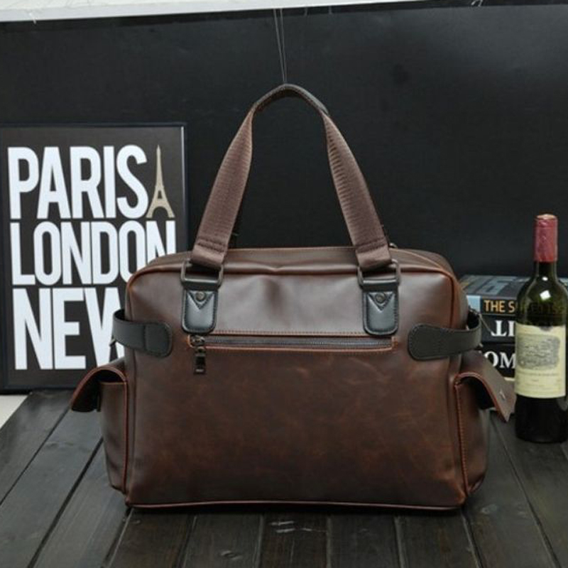 Retro Weekender Handbag Business Crazy Horse Leather Large-Capacity Waterproof Casual Travel Duffle Bag