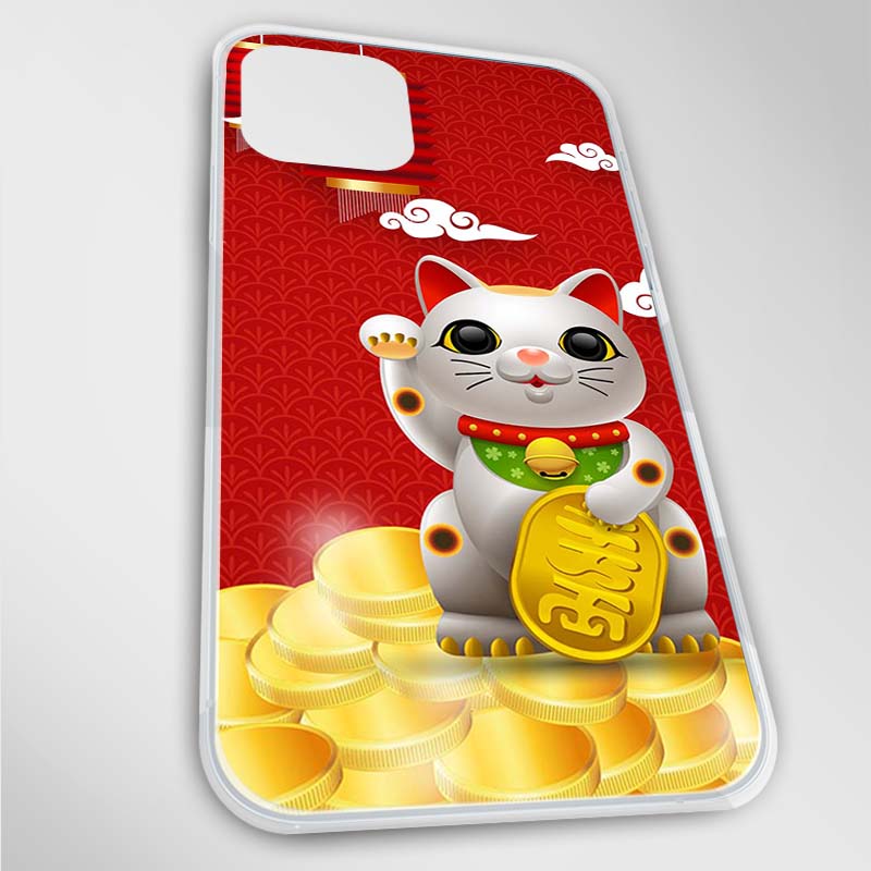 Ốp lưng dành cho iPhone 12, 12 Pro, 12 Pro Max, Mini mẫu Mèo thần tài