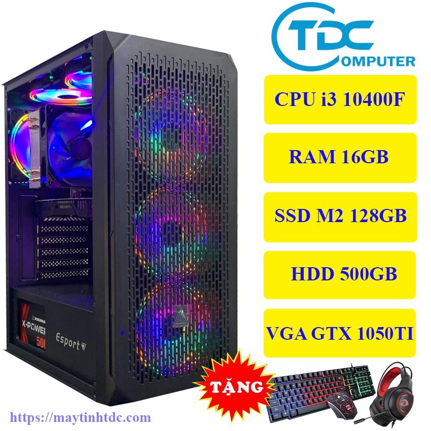 Case máy tính để bàn chơi game MAX PC CPU core i5 10400F, Ram 16GB,SSD M2 128GB, HDD 500GB Card 1050TI+ Qùa Tặng Khủng, Hàng Chính Hãng