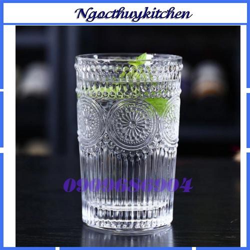 Ly thủy tinh họa tiết nổi cao cấp