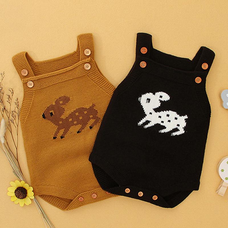 Mùa Thu Giáng Sinh Hươu Bé Trai Bé Gái Tam Giác Rompers Trẻ Sơ Sinh Áo Liền Quần Sơ Sinh Bé Trai Quần Áo Bé Gái Đan Rompers