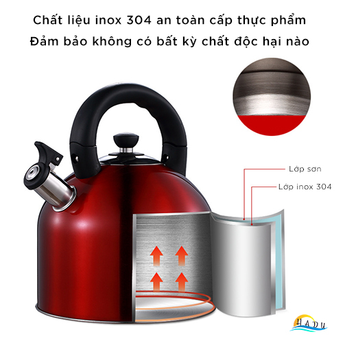 Ấm Đun Nước Bếp Từ Inox 304 3 Lít Đáy 5 Lớp Cao Cấp Sôi Đạt Chất Lượng Đức CCKO