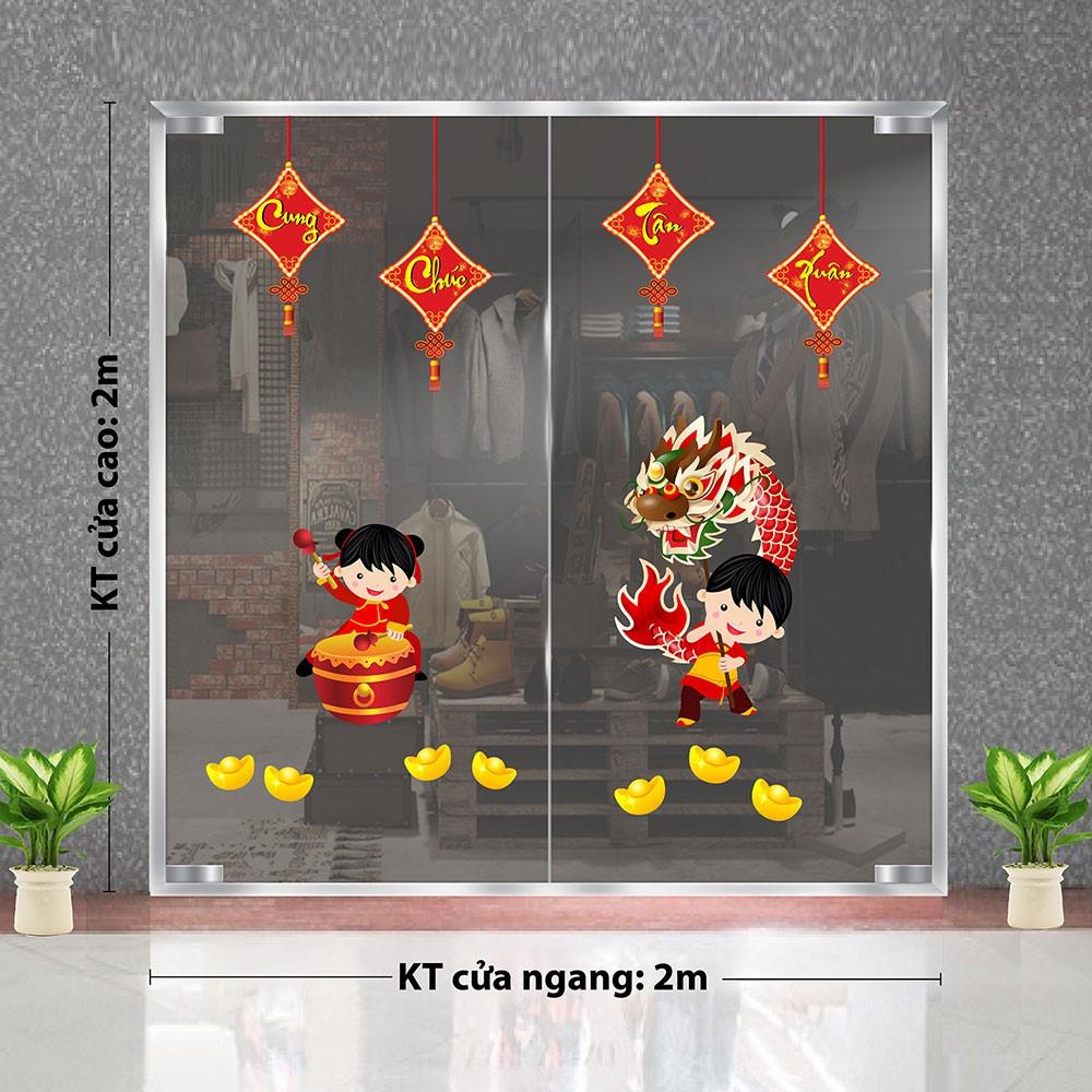 DECAL TRANG TRÍ TẾT NGUYÊN ĐÁN 2022 ĐỘI MÚA RỒNG MỪNG XUÂN