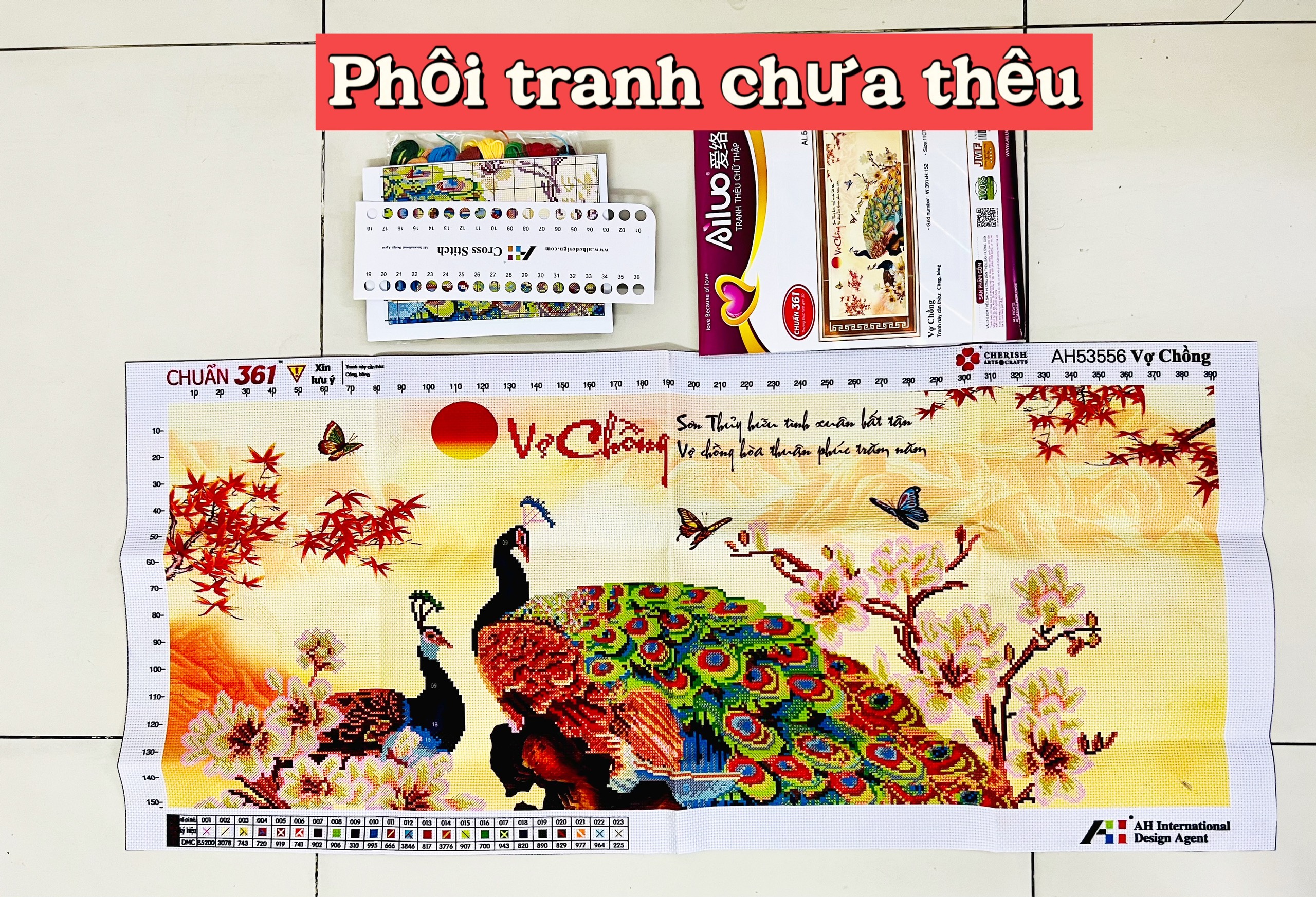 Tranh thêu chữ thập Vợ chồng AL53556, kích thước 100 x 45 cm