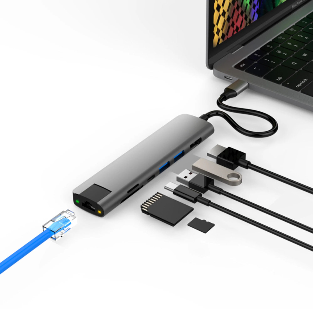 Cổng Chuyển Hyperdrive Slab 7 in 1 USB-C Hub For Macbook, Surface, PC &amp; Devices HD22H hàng chính hãng