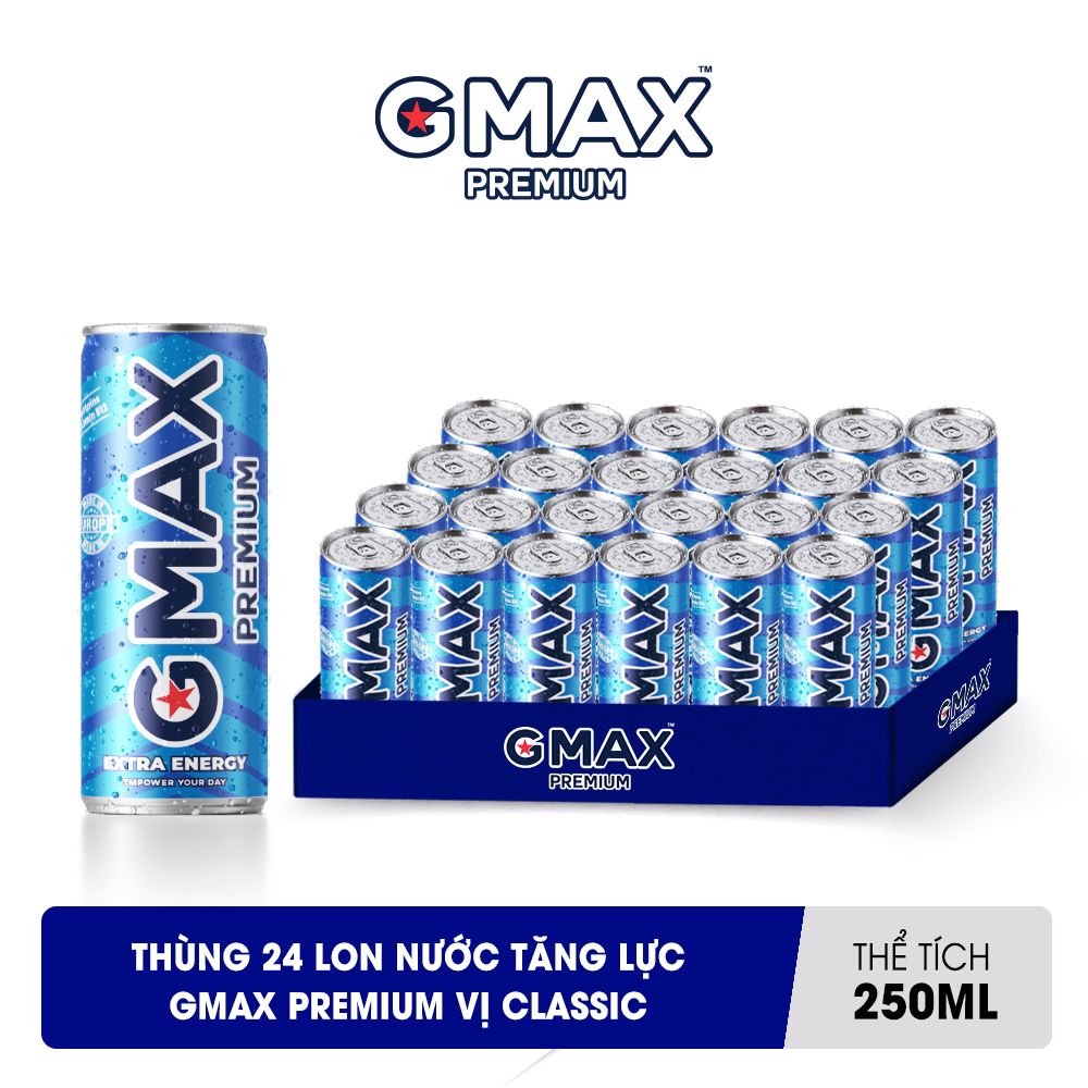 Lốc 24 Lon Nước Tăng Lực Gmax Premium vị Classic (250ml x 24)