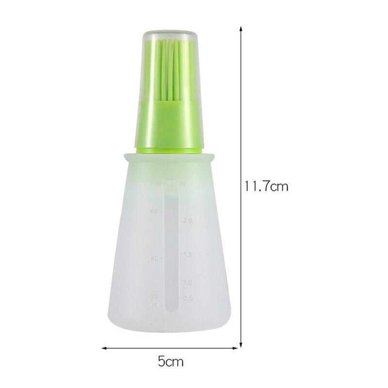1Pc Portable Silicone Oil Bottle With Brush Grill Oil Brushes With Cover Liquid Oil Pastry Kitchen Bake BBQ Brush Kitchen Tools