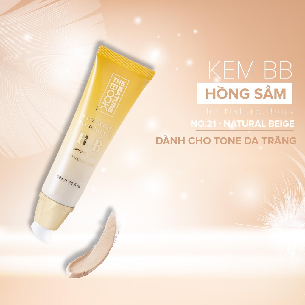 Kem BB Hồng Sâm The Nature Book Vita White Jinseng Sun BB SPF 50+/PA+++ 50g