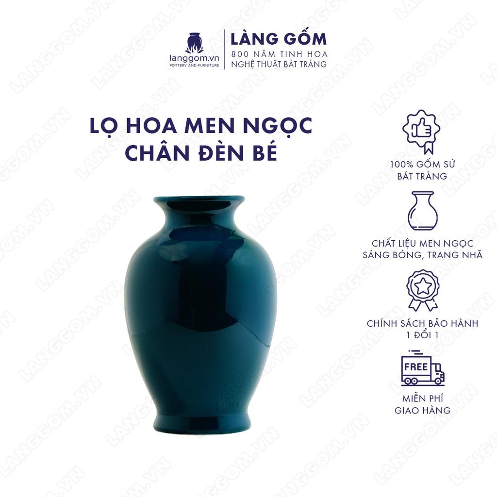 Bình hoa, lọ hoa Gốm sứ Bát Tràng cao cấp Men ngọc chân đèn bé dùng làm quà tặng, trang trí - Làng Gốm Bát Tràng