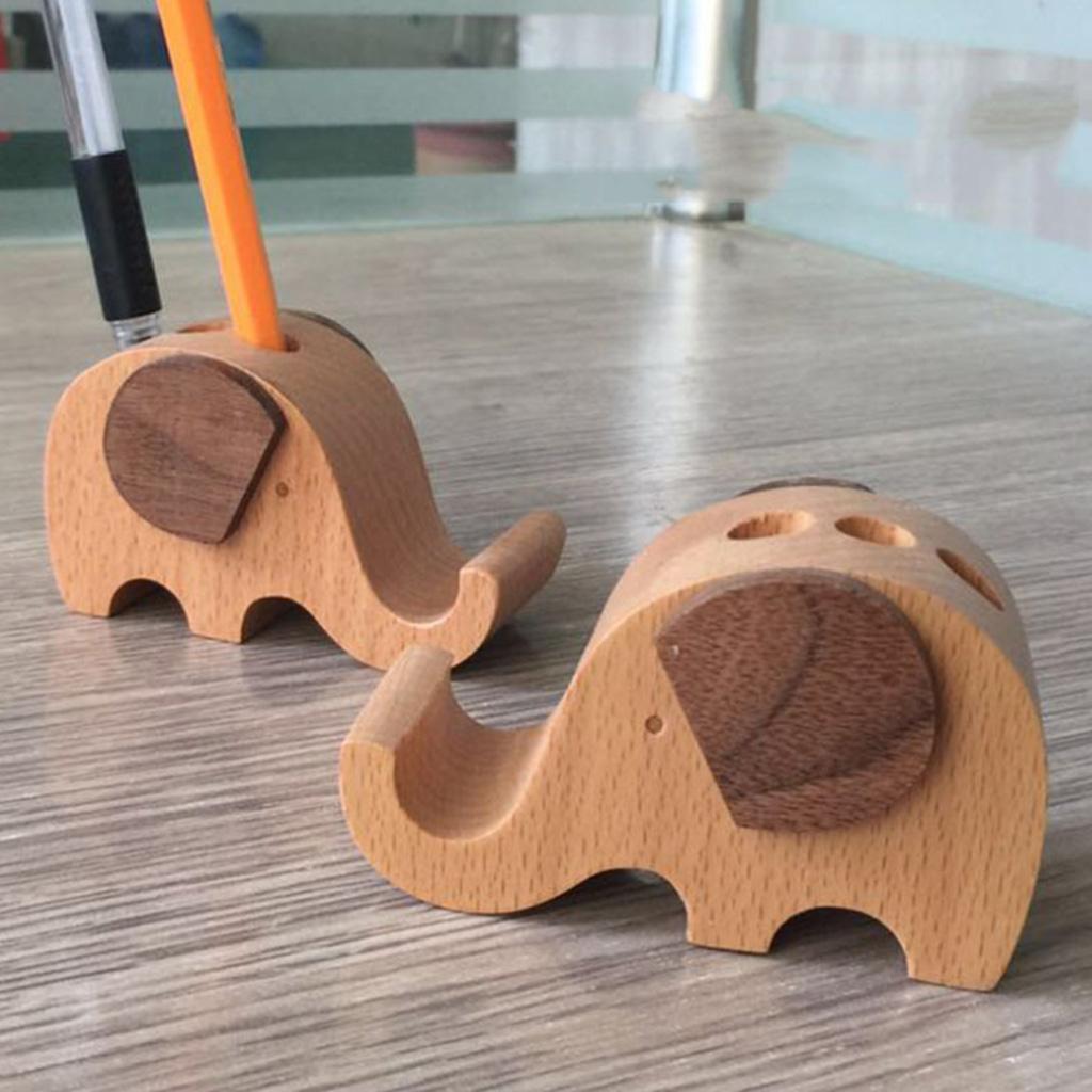 2xSolid Wood Animal Moible Phone Holder Desk Stand Holder for Phone Tablets d