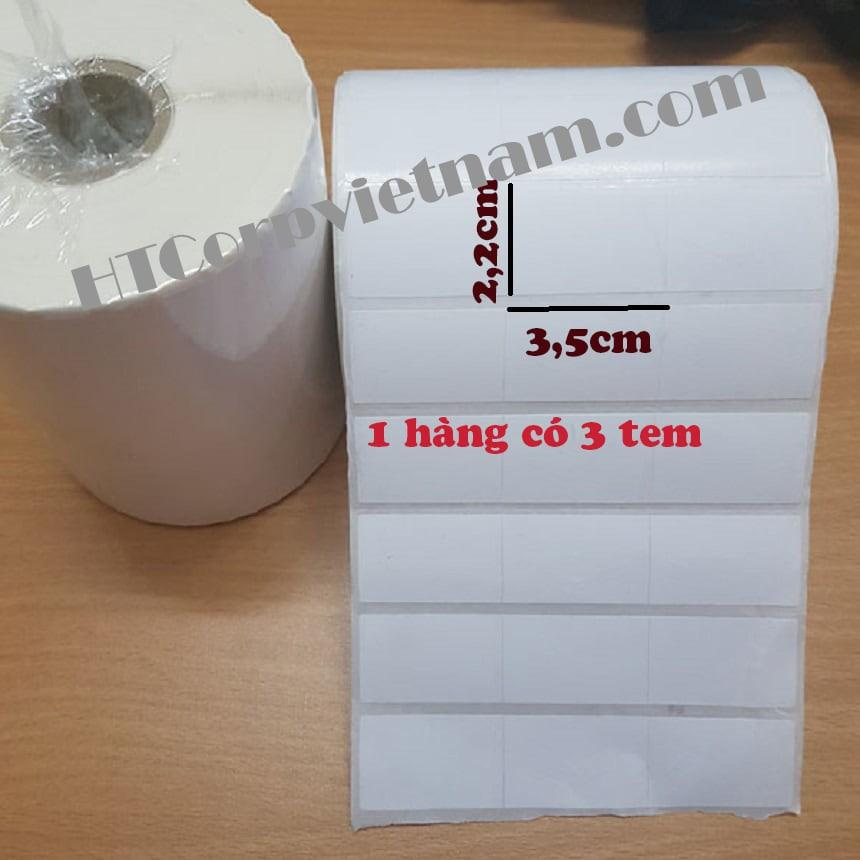 Giấy In Mã Vạch 3 Tem 10 Cuộn 22x35mm (Cuộn 50 Mét) - Decal Mã Vạch 3 Tem