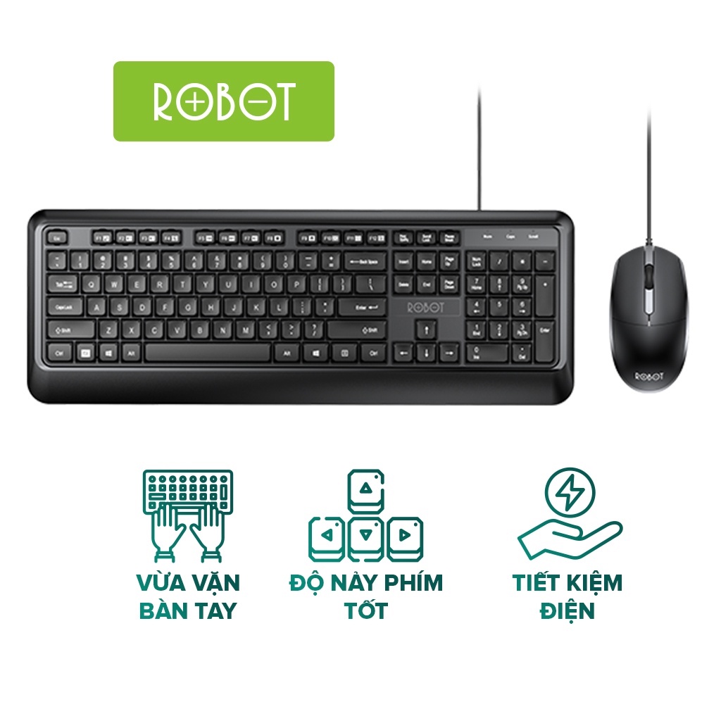 Combo Chuột &amp; Bàn Phím Có Dây ROBOT KM2600 Thích Hợp Dùng Cho Laptop, Máy Tính, PC - Hàng Chính Hãng