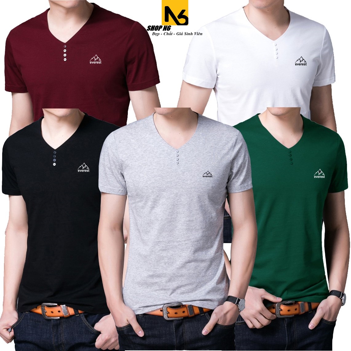 Hình ảnh Áo Thun Nam Có Cổ Tim Tay Ngắn Thun Cotton 4 Chiều Form Body Thời Trang Hàn Quốc Cao Cấp AT10 