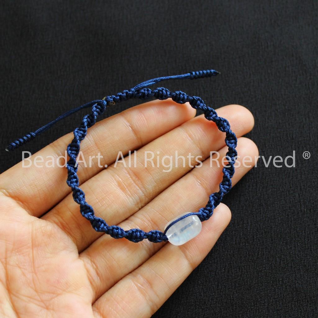 Vòng Tay Thắt Dây Lu Thống Đá Moonstone, Đá Mặt Trăng Ánh Cầu Vồng Tự Nhiên AAA, Vòng Tay Phong Thuỷ, Chuỗi Hạt S50 - Bead Art