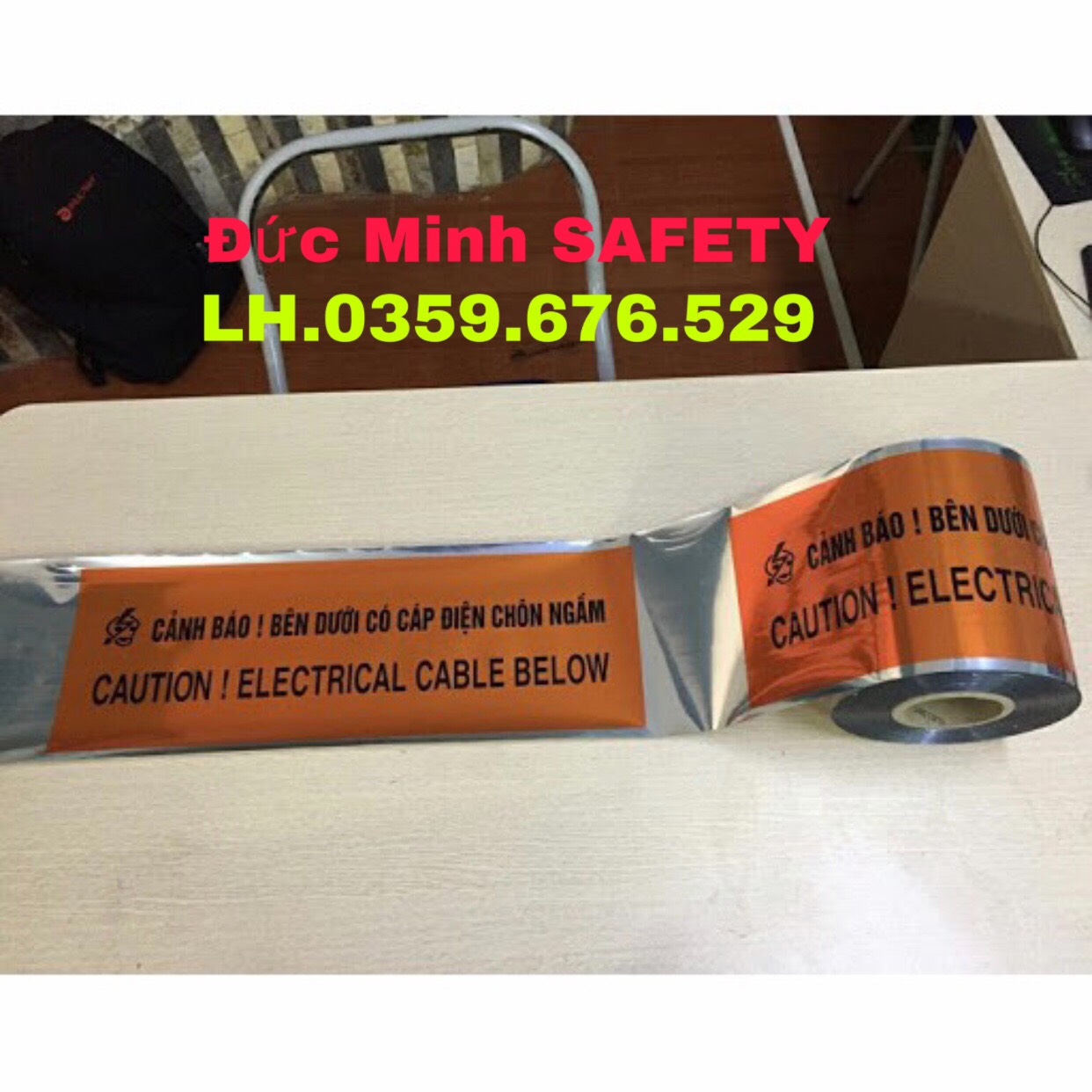 Băng cảnh báo phía dưới có cáp quang bằng màng kim loại-15CM X 500M
