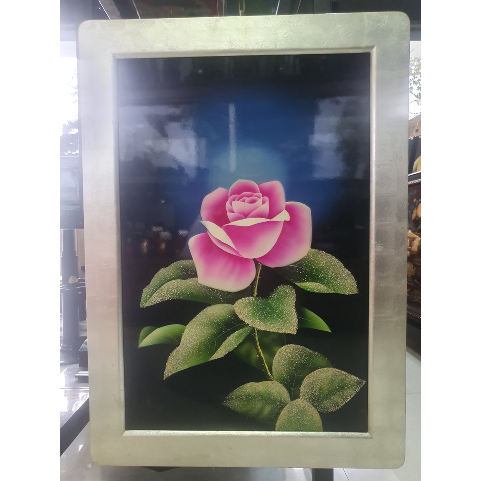 Tranh sơn mài họa tiết hoa sen, hoa hồng,... cao cấp size 40x60 cm