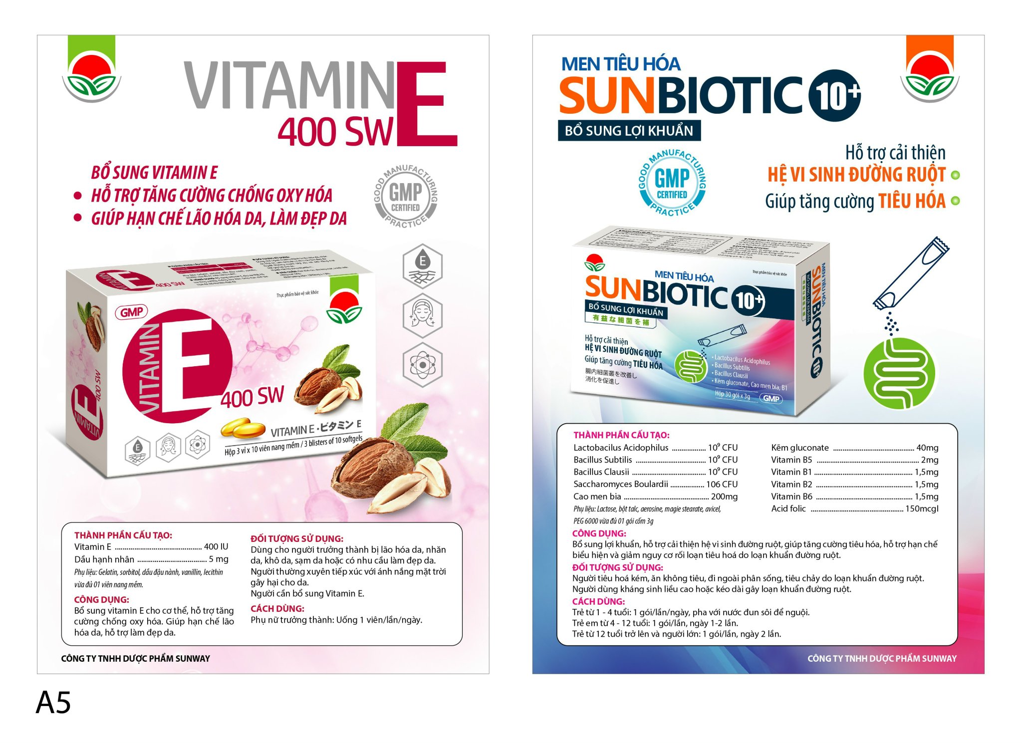 Men vi sinh Sunbiotic 10+ Sunway, hộp 30 gói x 3 gam, hỗ trợ tăng cường tiêu hoá