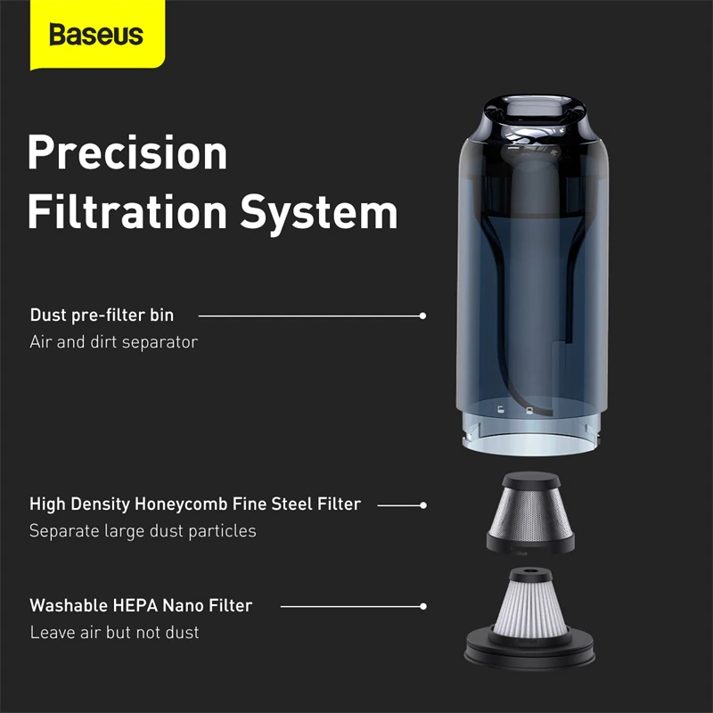 Máy hút Bụi Baseus 16000Pa Wireless Vacuum Cleaner Handheld Vaccum Cleaner For Car Home Desktop Cleaning Portable Vacuum Cleaner - Hàng Chính Hãng