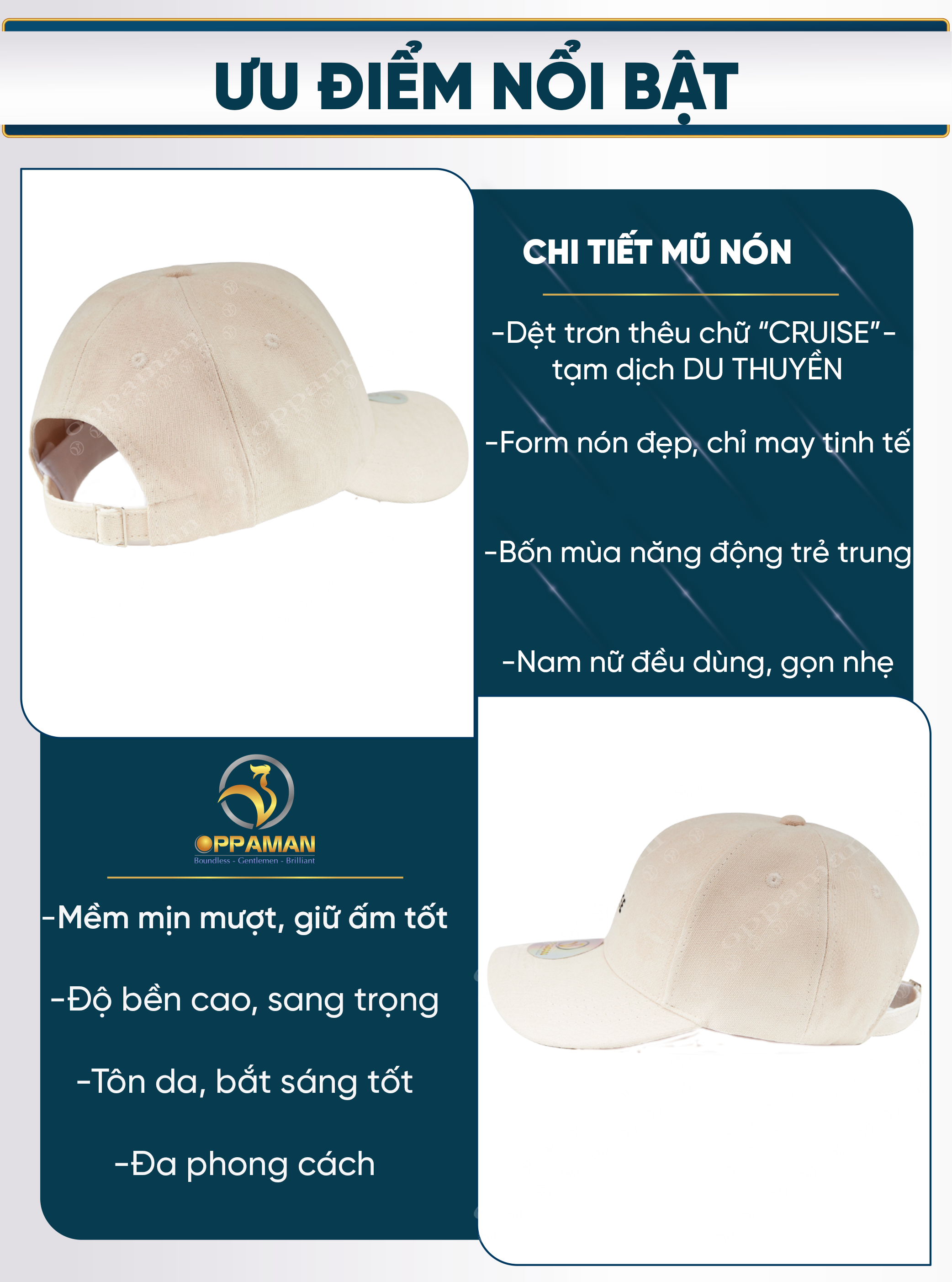 Nón kết nam đẹp chất xịn thêu cruise Oppaman ON4