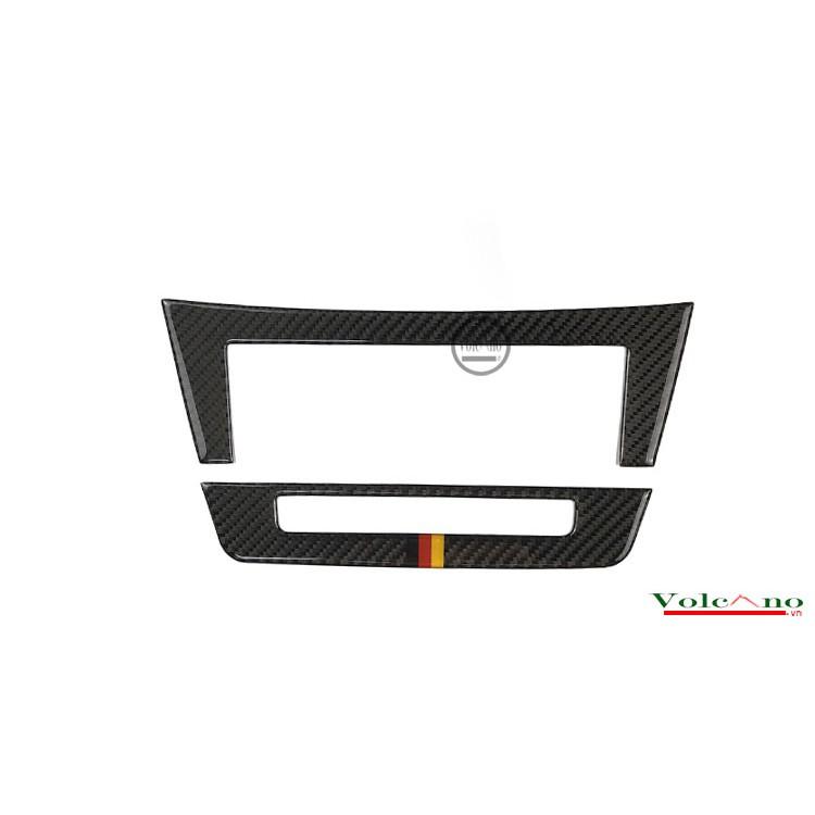 Bộ Miếng Dán Carbon Dán Trang Trí Viền Thanh Điều Khiển CD Và Điều Hòa Cho Xe Mercedes-Benz C-Class W204 C220 CDI C200 C