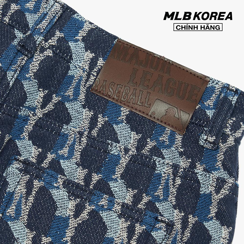 MLB - Chân váy mini denim chữ A Cube Monogram Jacquard 3FDSM0224