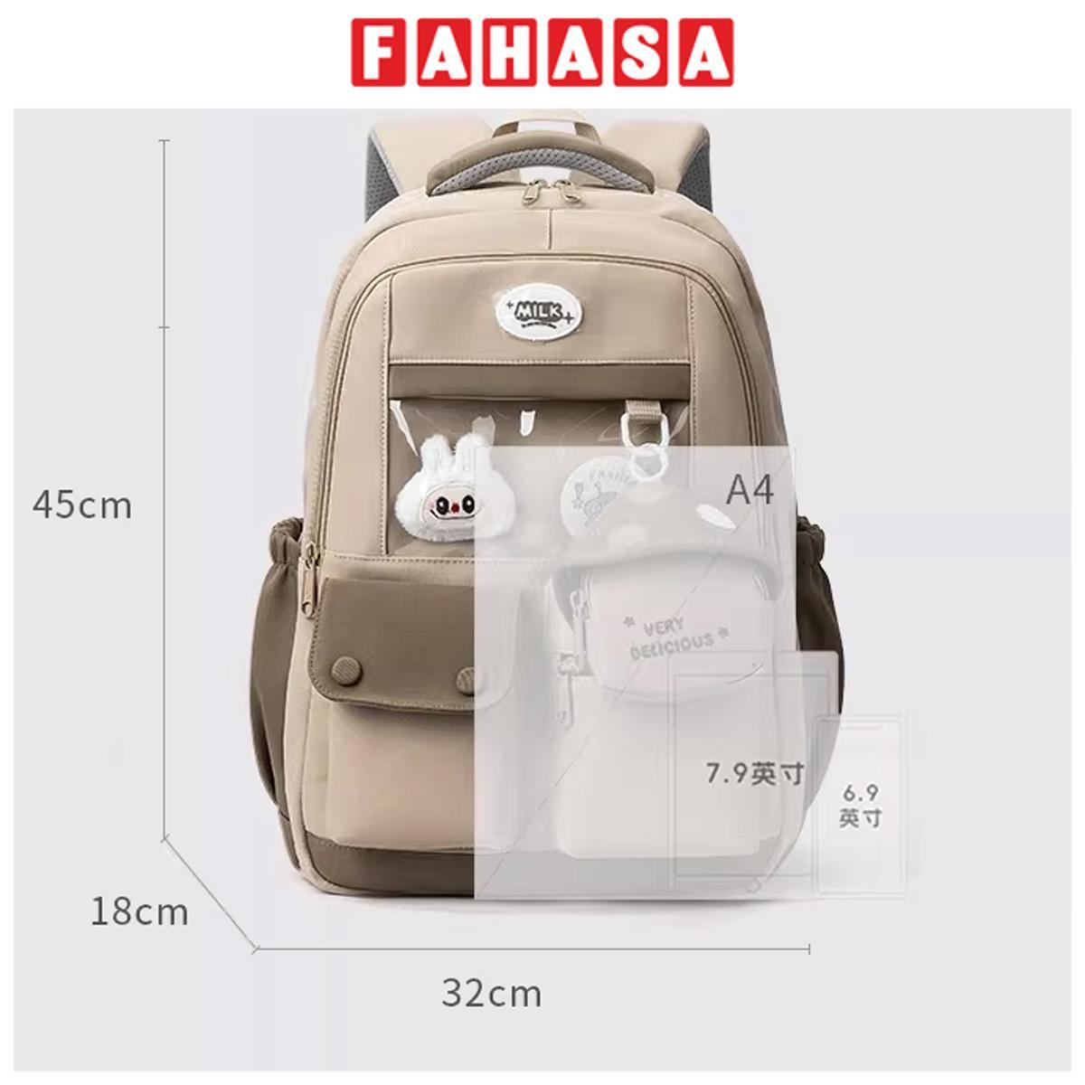 Ba Lô Thời Trang Kèm Huy Hiệu Hoạt Hình - Omaska 9628# - Màu Hồng