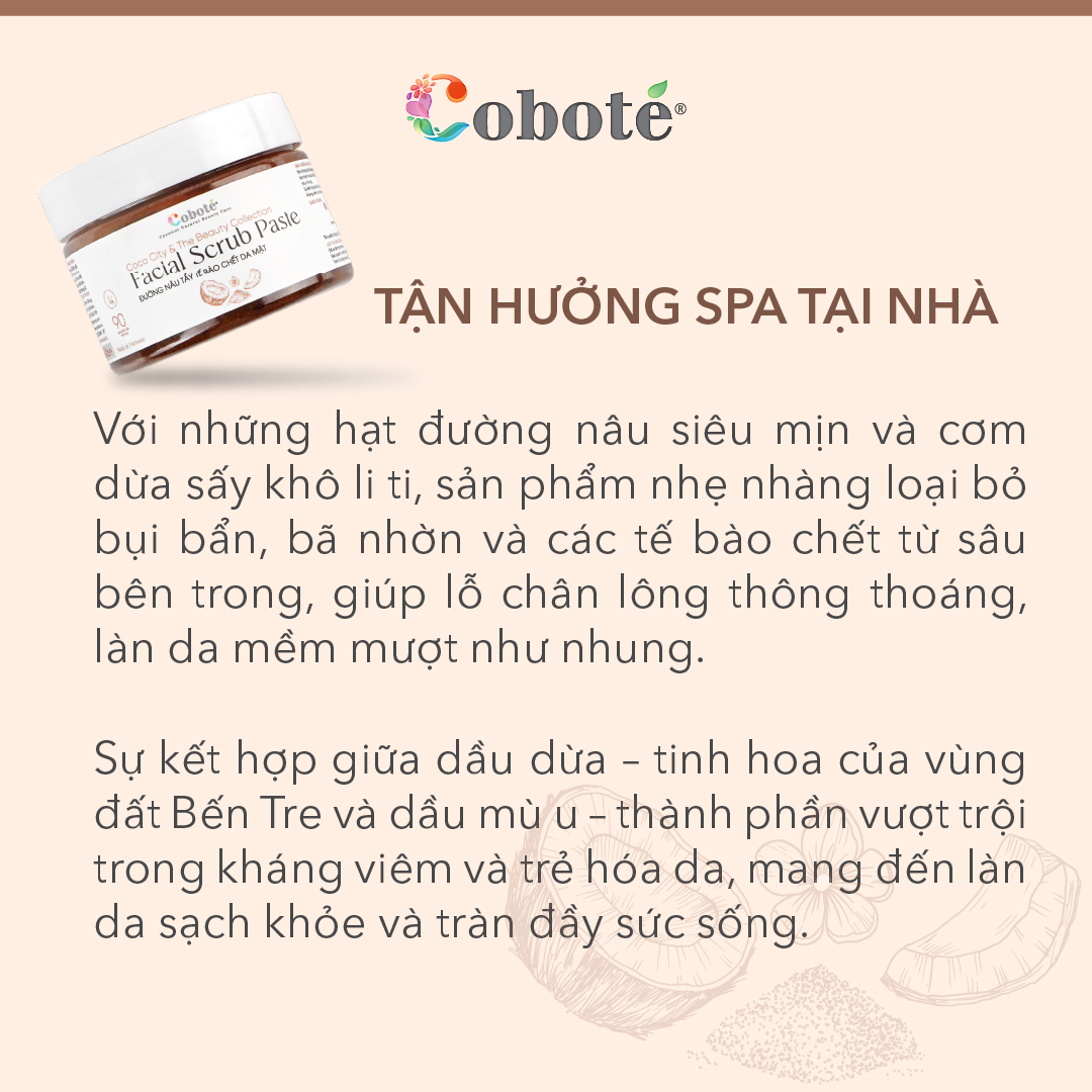 Cobote - Đường Nâu Tẩy Tế Bào Chết, Chăm Sóc Da Mặt, Sáng Da, Săn Chắc, Khỏe Tự Nhiên 160g
