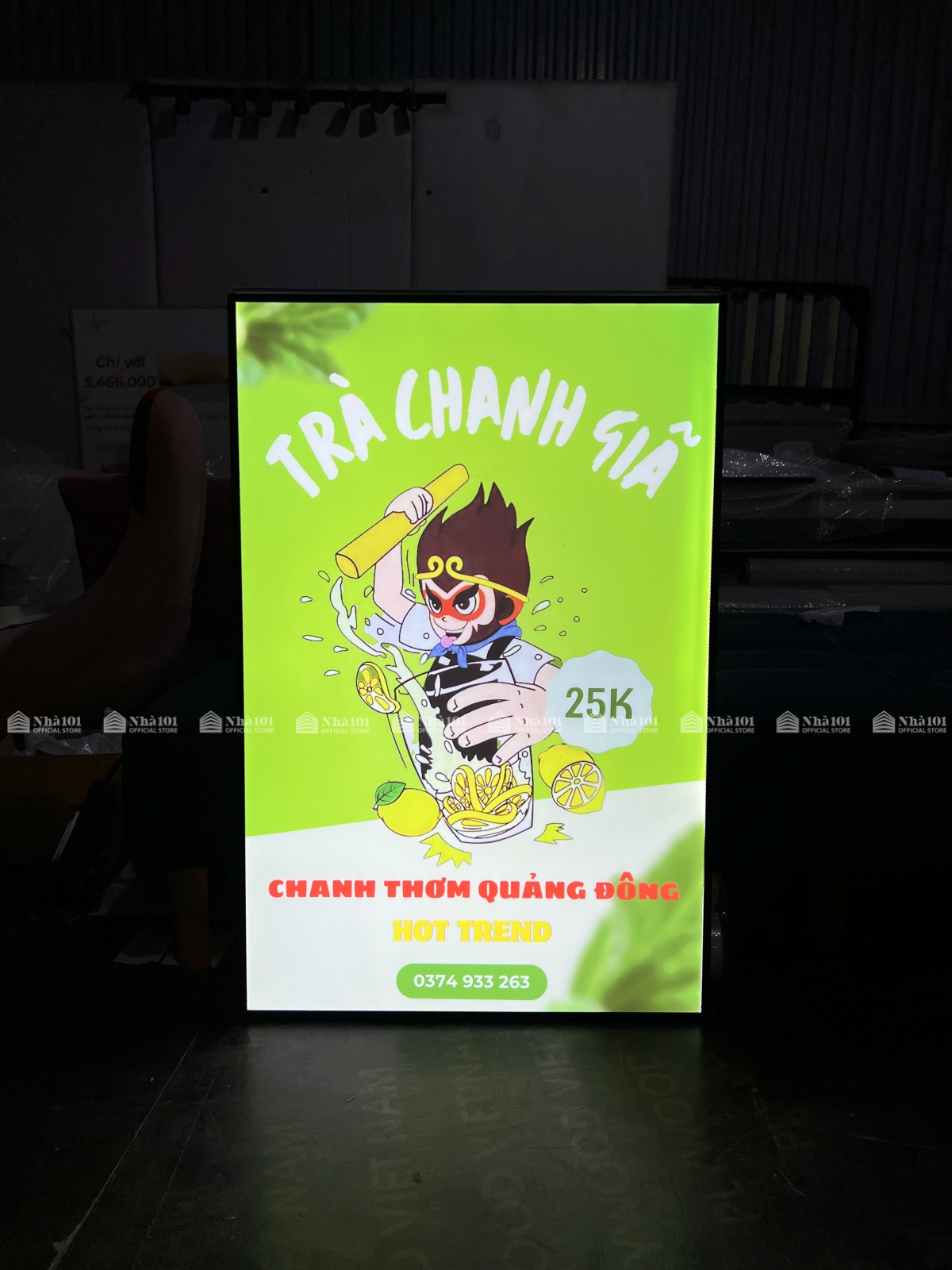 (Kích thước 60x90) Bảng LED quảng cáo siêu mỏng mặt kính cường lực, menu LED siêu mỏng