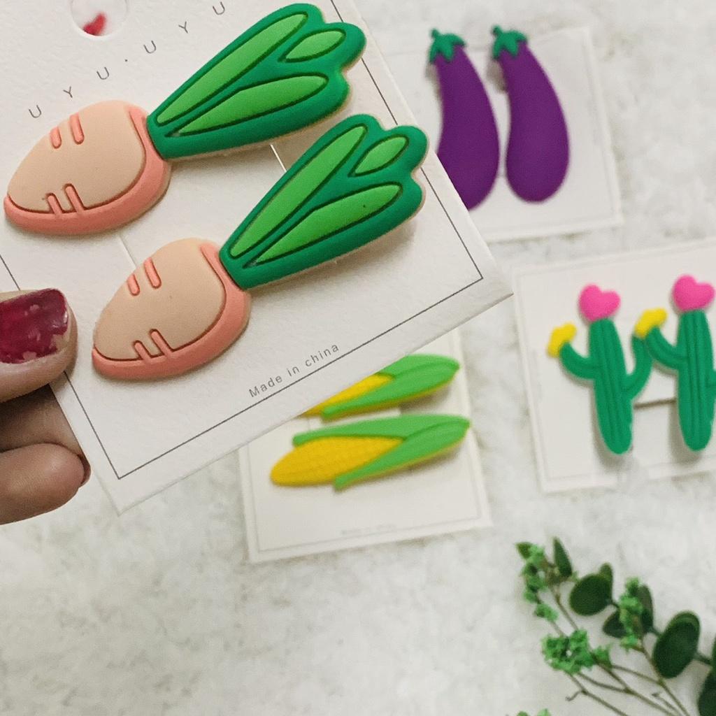 Set 2 kẹp tóc rau củ nhựa dẻo đáng yêu - Nunam shop