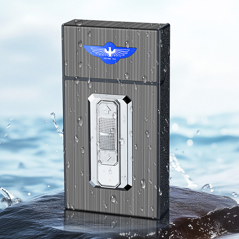 Bật Lửa Điện Plasmas Kiêm Hộp Đựng Thuốc 20 Điếu Dài Slim B09