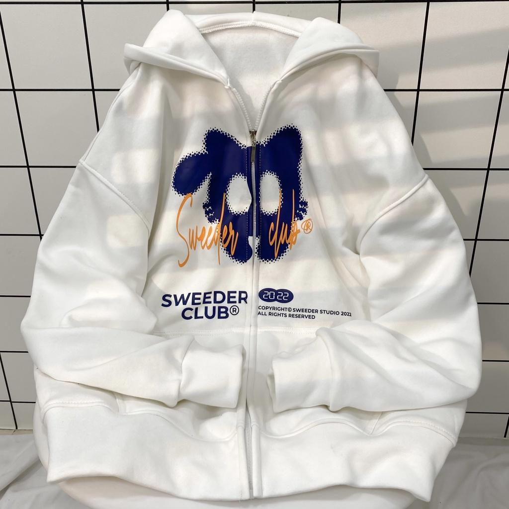Áo Khoác Hoodie CAT Nam Nữ Unisex Form Rộng Phối Zip Vải Nỉ Bông Dày Dặn