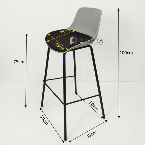 Ghế quầy bar có lưng tựa nhựa thoải mái nệm ngồi vải êm ái CB01004- F Nội thất Capta Chân ghế sắt sơn tĩnh điện cao cấp chắc chắn bền bỉ