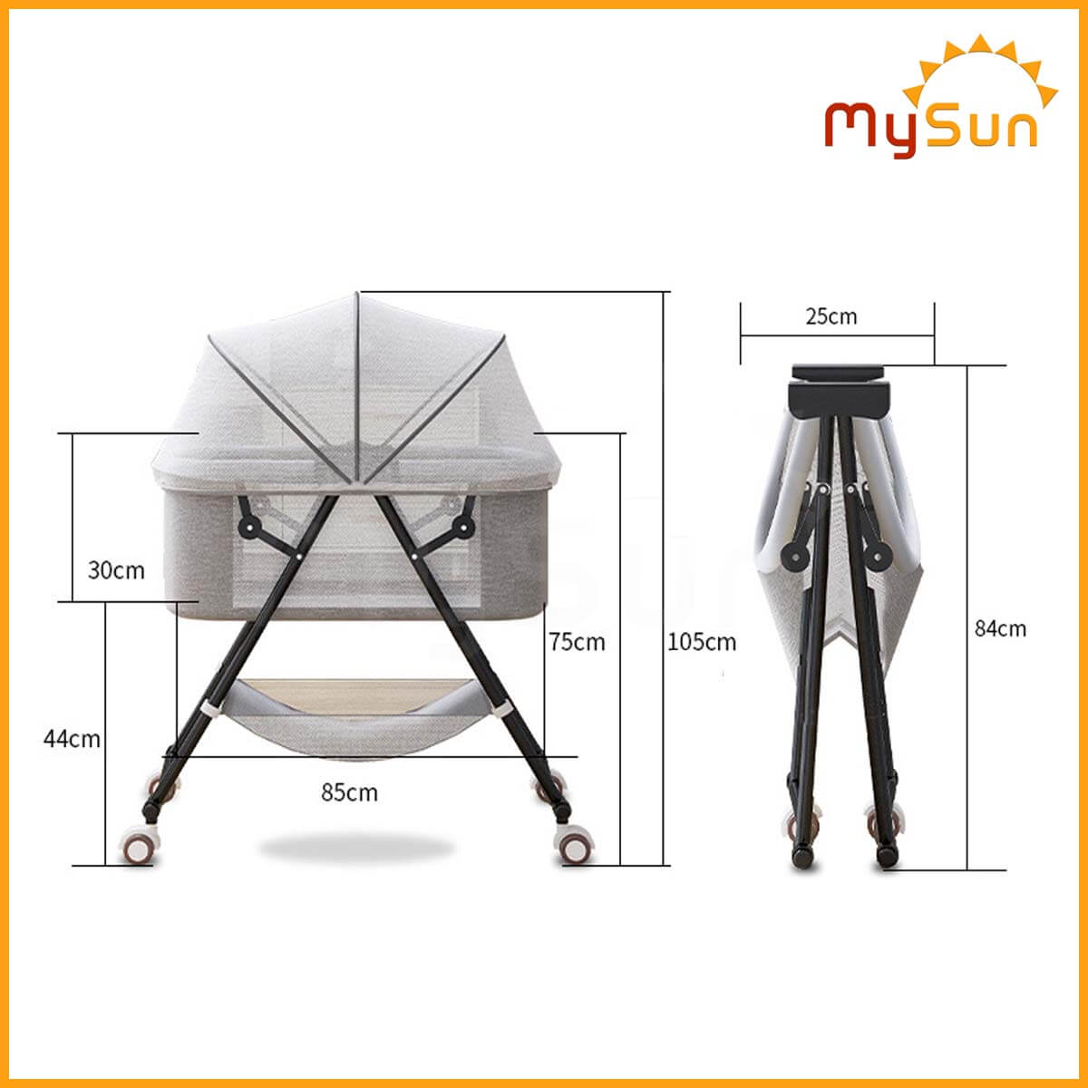 Nôi giường cũi cho em bé sơ sinh ngủ Base MySun