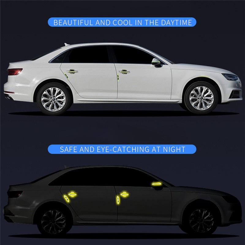 Bộ 8 Miếng Họa Tiết Sợi carbon 3d Phản Quang Dán Tay Cửa Hõm Cửa Dán Phản Quang ben đêm Chống Trầy Xước Trang Trí Xe Hơi