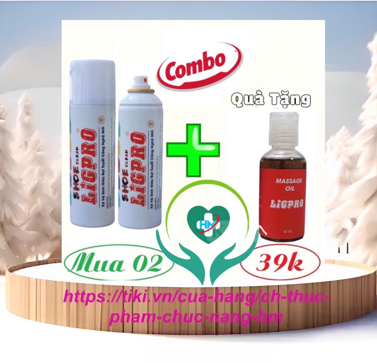 Combo: 2 chai xịt bọt vệ sinh giày Ligpro 300ml tặng kèm 1 chai dầu massage Giảm đau Ligpro