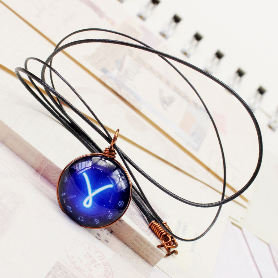 Dây chuyền 12 cung hoàng đạo Zodiac tông xanh dương sáng siêu đẹp cho nữ 06647-DC20MM0015