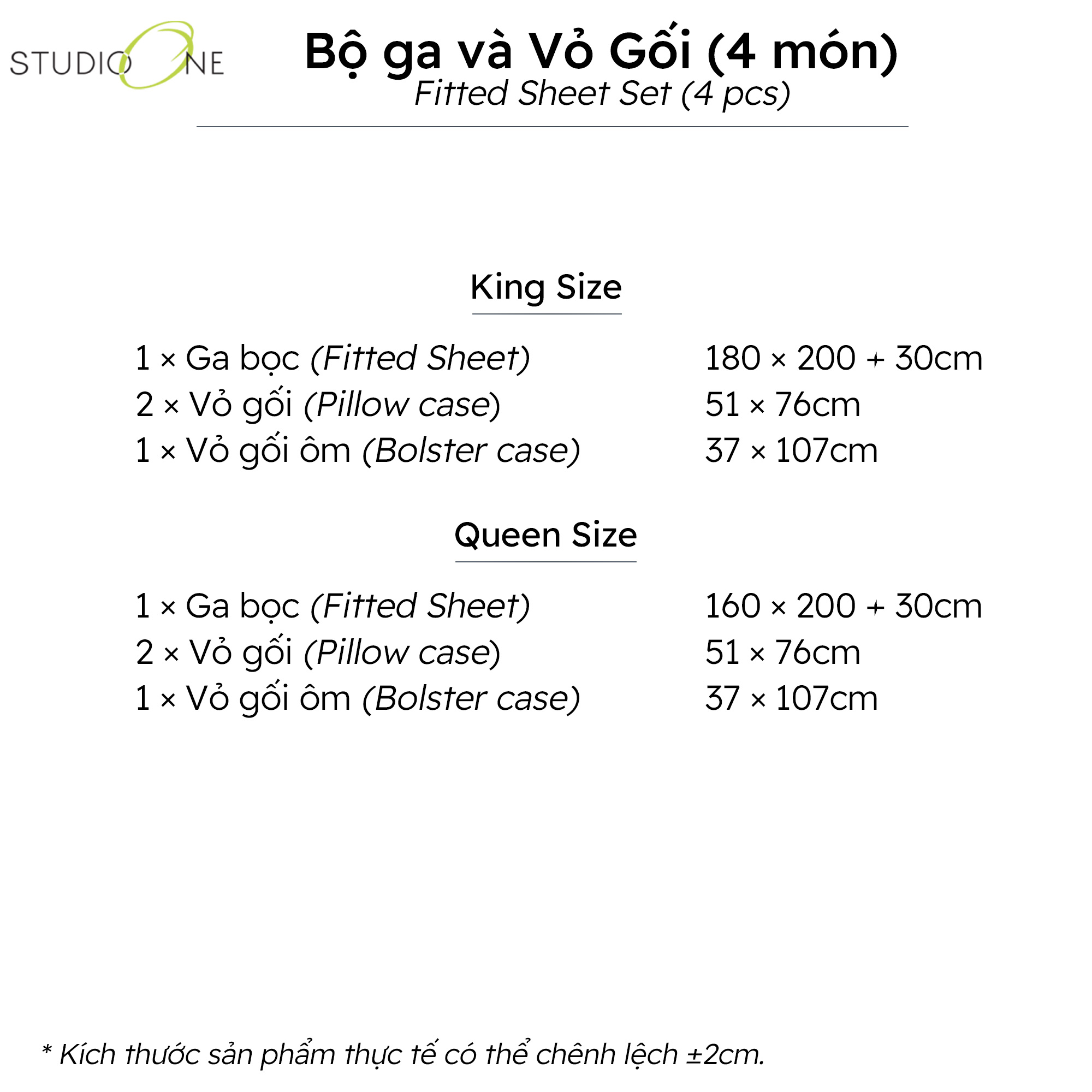 Bộ ga và vỏ gối Studio One Arte MicroXT Sateen, gồm 4 món