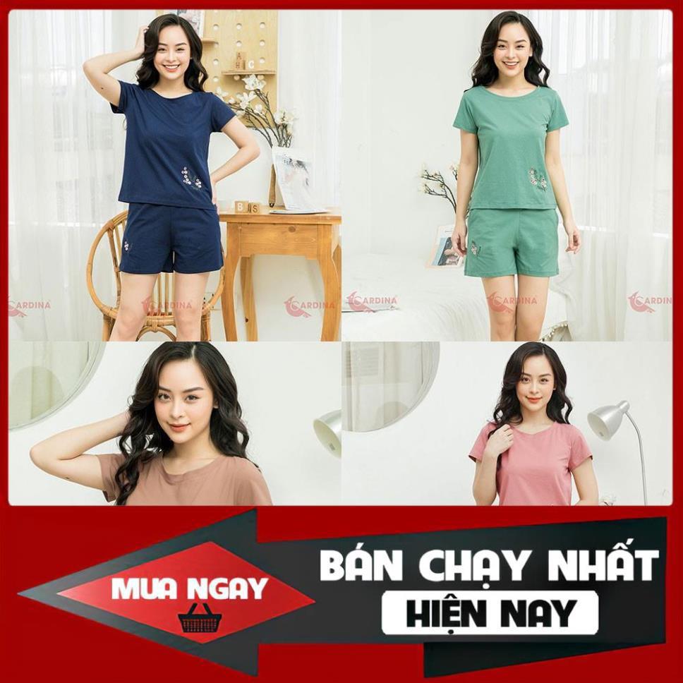 Đồ bộ mặc nhà, Bộ đùi nữ chất cotton sợi tre bamboo thuê hoa
