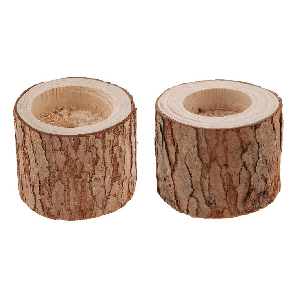 2pcs Tree Branch Wooden Candle Holder Tealight Candle Holder Dia. 5cm & 6cm
