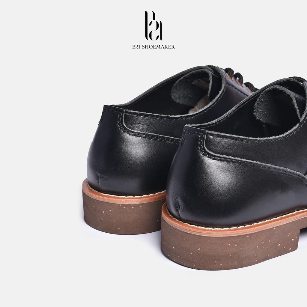 Giày Tây Nam Da Bò Trơn Bóng Đế CORK NIKTRIAL Lót Giày Tăng Chiều Cao Đệm Khí Tăng 2cm Phong Cách Retro - B21 Shoemaker