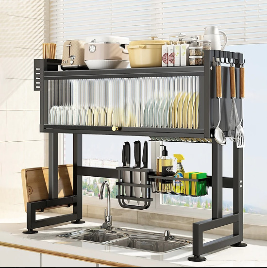 Kệ chén đĩa bát có nắp đậy 2 tầng sạch sẽ chống bụi cho nhà bếp tiện lợi - Đủ kích thước