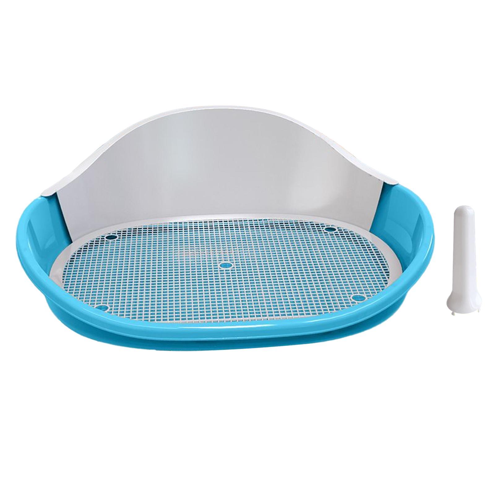 Dog Toilet with Urinary Column Dog Litter Tray Mesh Grids Potty Trainer Blue