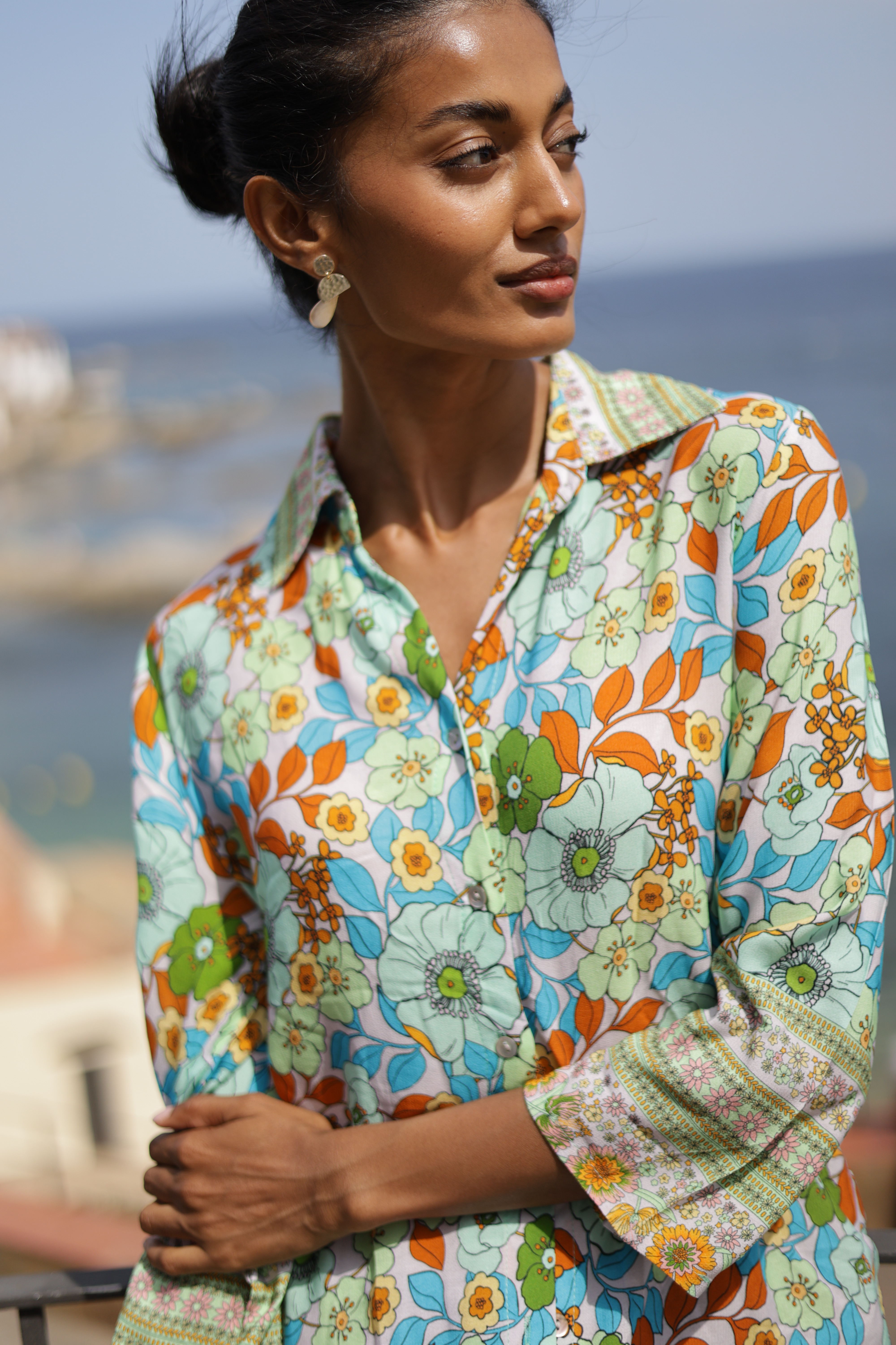 Đầm Sơ Mi Hoa Cotton Luna Llena