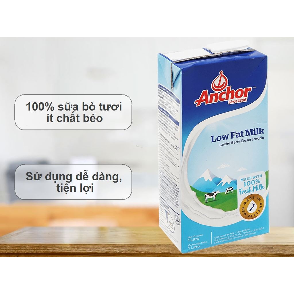 Sữa tươi tiệt trùng Anchor ít béo hộp 1 lít