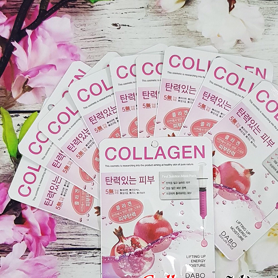 Bộ 10 miếng mặt nạ Dabo Collagen Tái tạo và phục hồi da Hàn Quốc 23ml Tặng Móc khoá