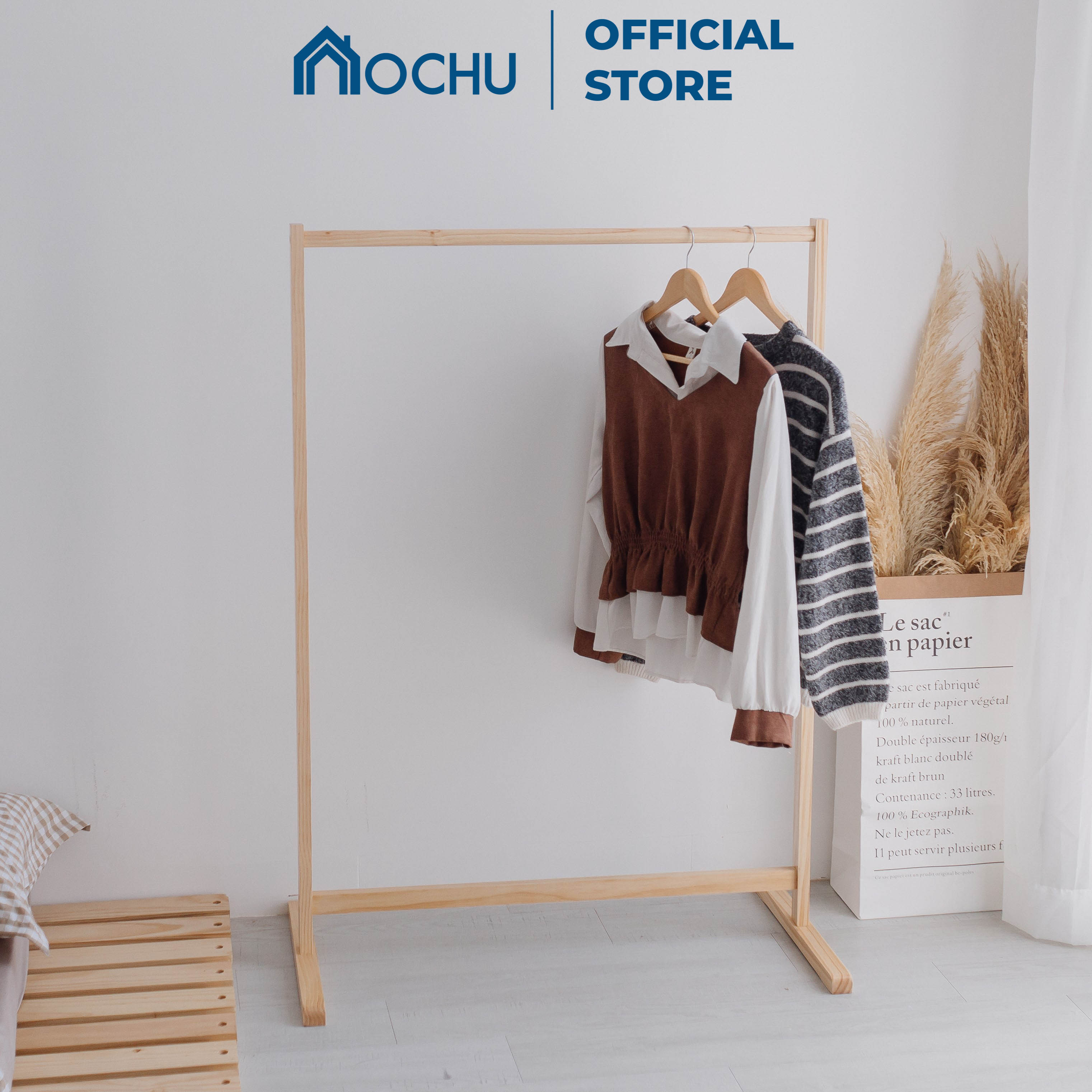 Giá Treo Quần Áo Gỗ Thông OCHU - Single Hanger