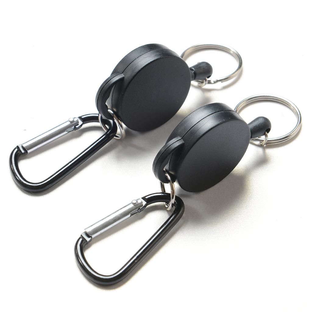 2 Pieces Retractable Key Chain Steel Reel Recoil Chain Key Ring Belt Clip